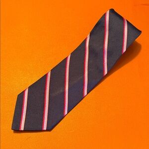 Brooks Brothers Navy Tie with Red and pink Stripes